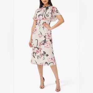 Adrianna Papell Floral Pink and White Dress